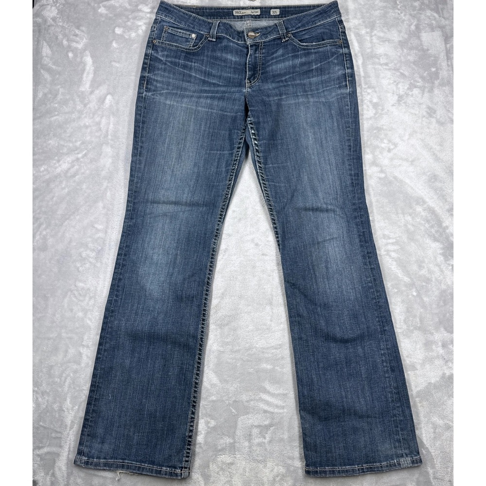 BKE Payton Bootcut Jeans Womans 32x33.5 32L Med Wash Fade Whiskered Stretch